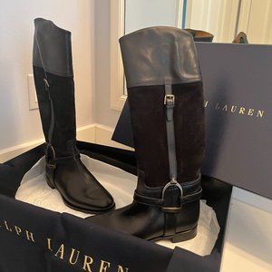 NWOB Black Leather/Suede Ralph Lauren Boots
